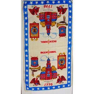 Vintage 1776 200th Anniversary Bicentennial Linen Tea Towel